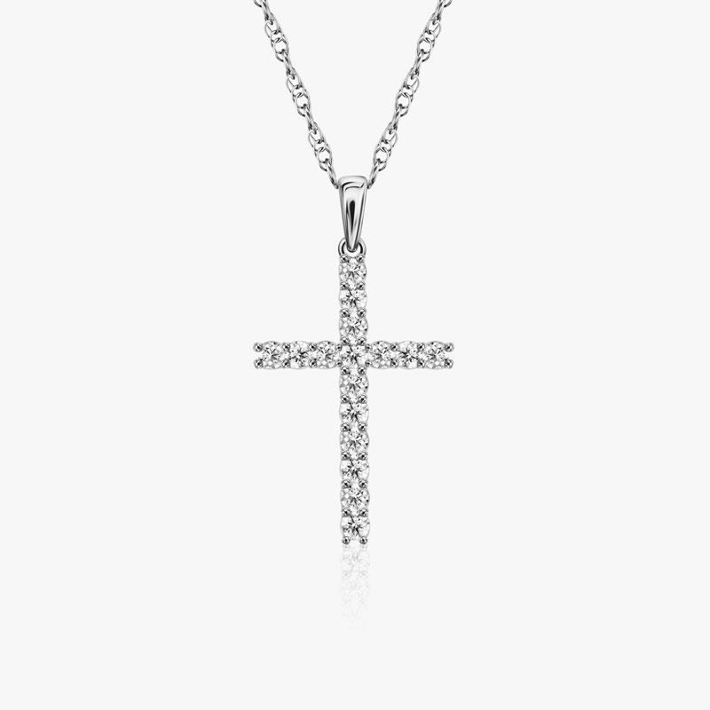 New Earth Lab Diamond Cross Necklace 3/4 ctw (sterling silver)